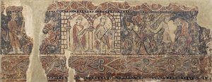 Peintures profanes de Sigena - Dame et ménestrel dans un palais et lion attaquant un soldat - Unbekannt Unbekannt